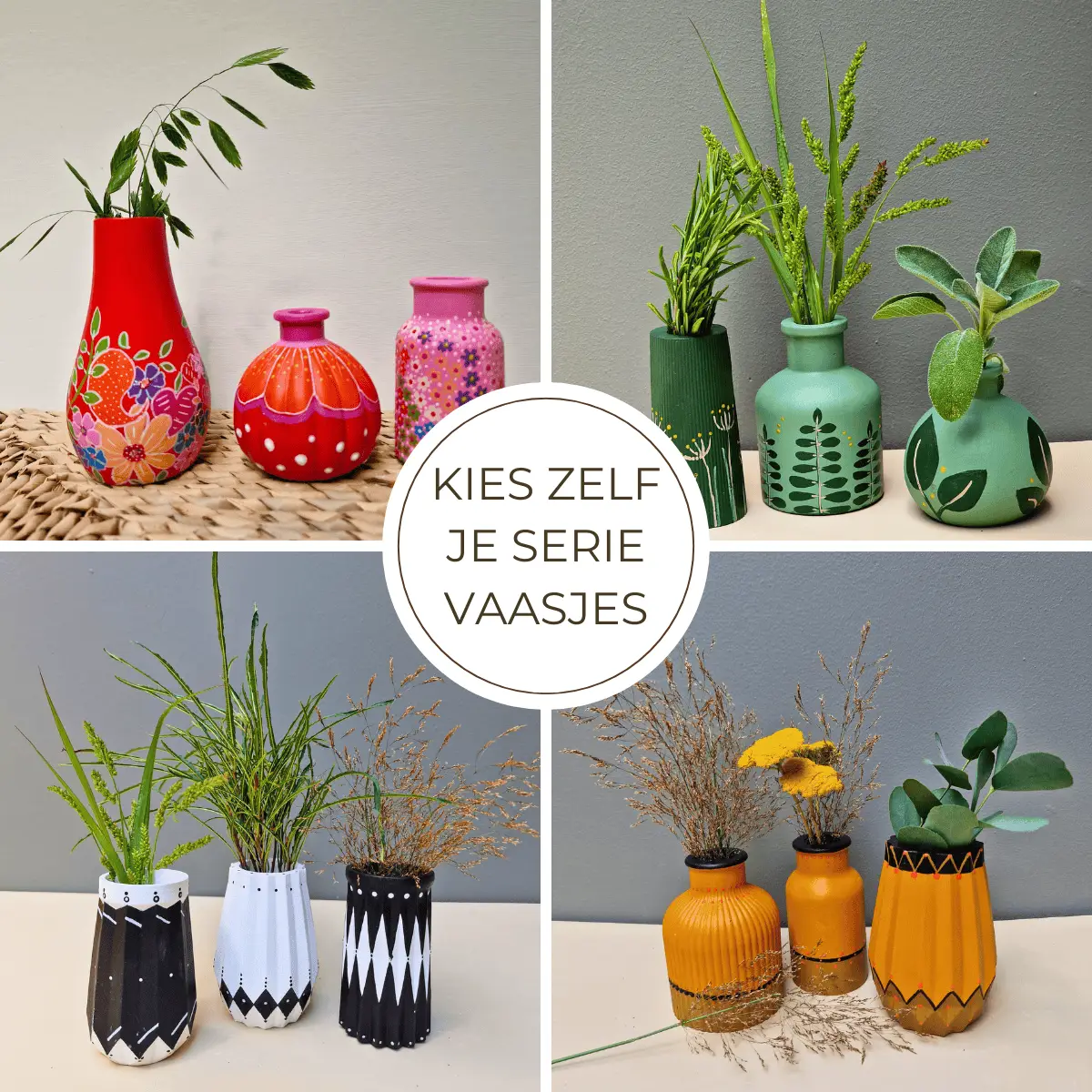 compleet creatief pakket voor thuis vaasjes