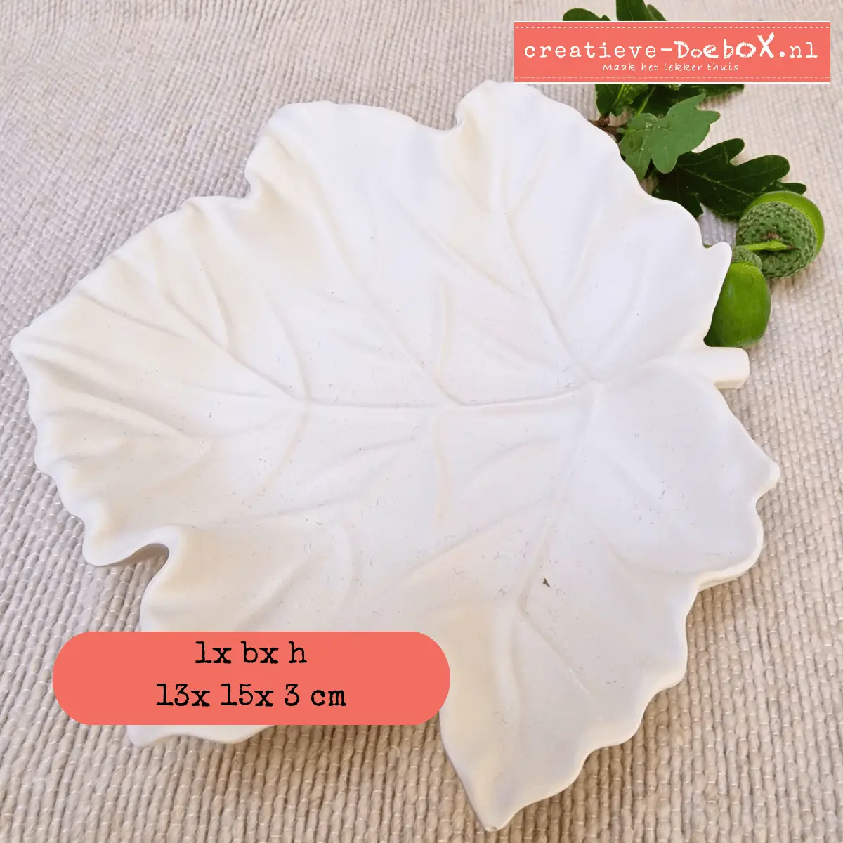 herfstdecoratie schaaltje om te beschilderen in een bladvorm bonbonschaaltje