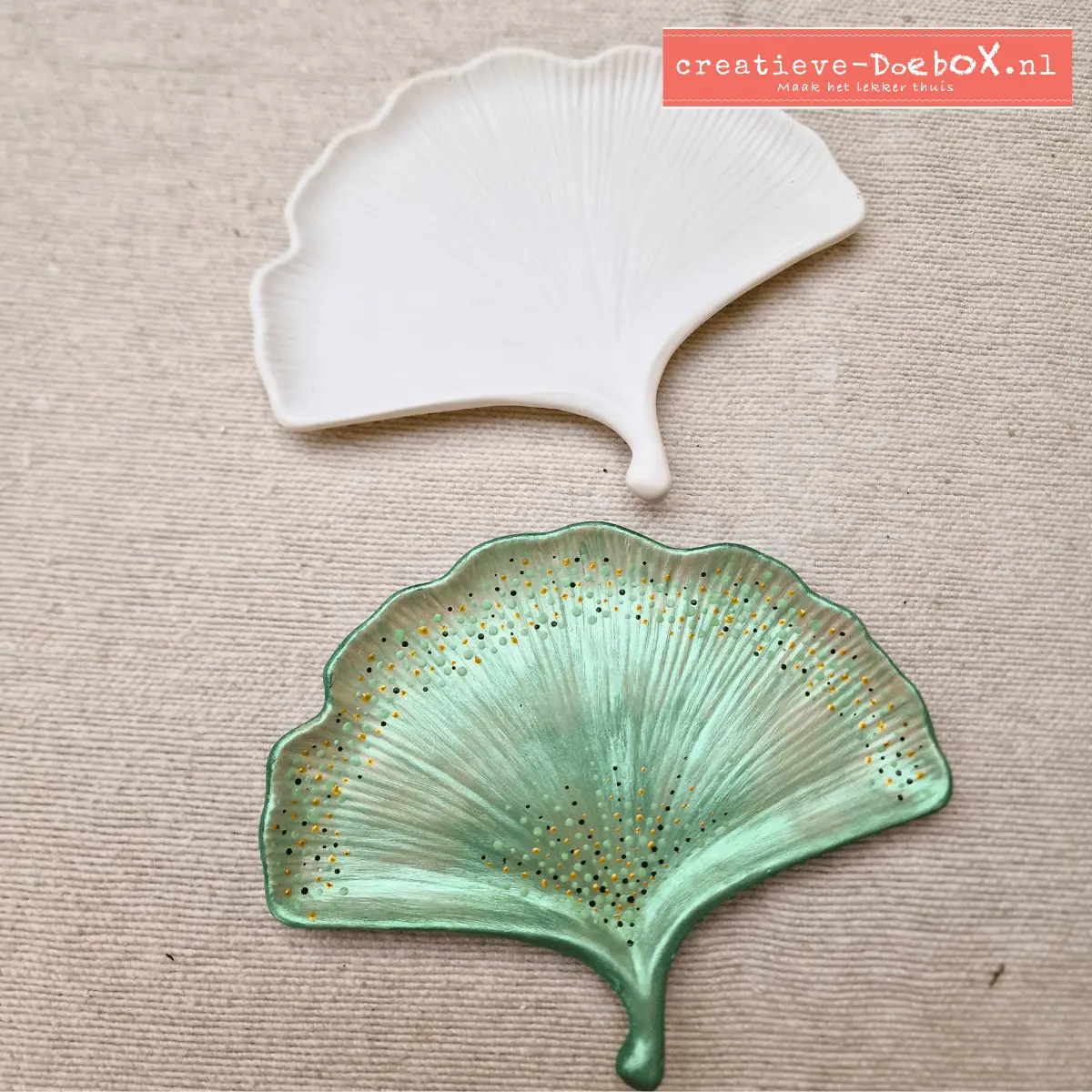 schaaltje in de vorm van een ginkgoblad. decoratief of om te beschilderen hobbypakket