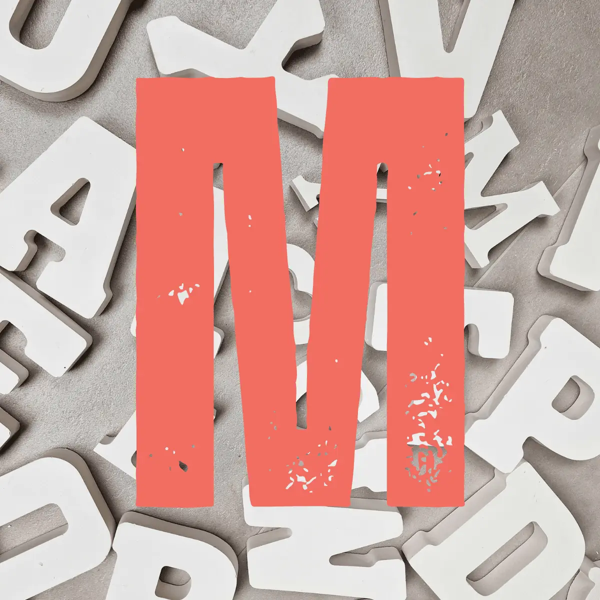 letter M keramisch gips