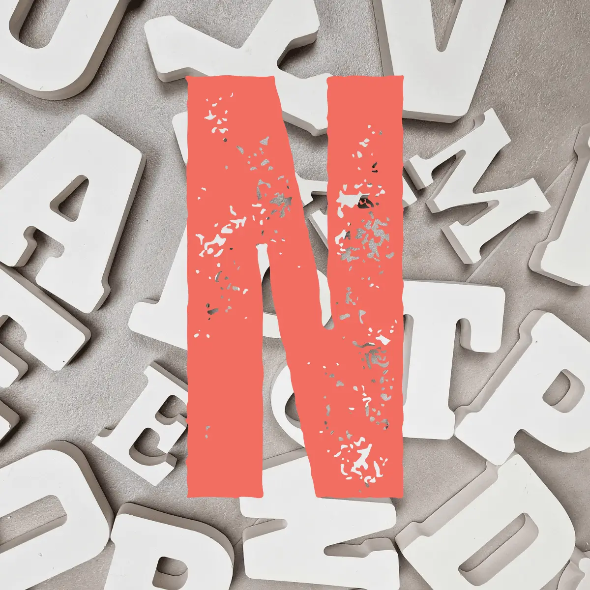 letter N keramisch gips