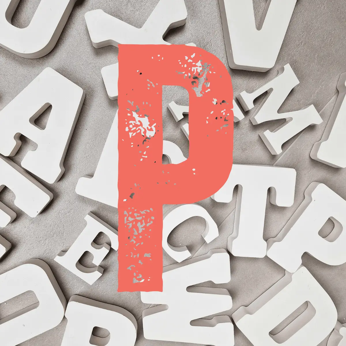 letter P keramisch gips