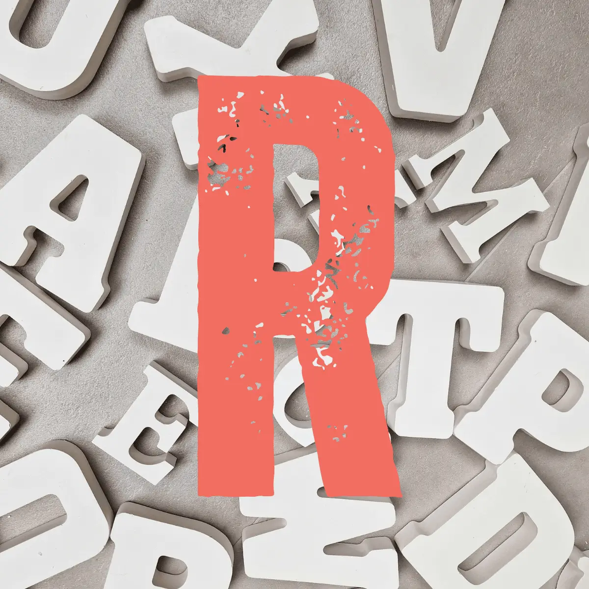 letter R keramisch gips