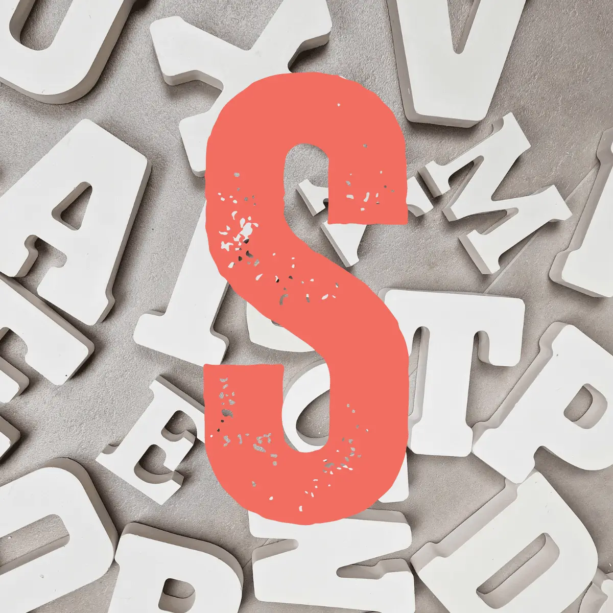 letter S keramisch gips