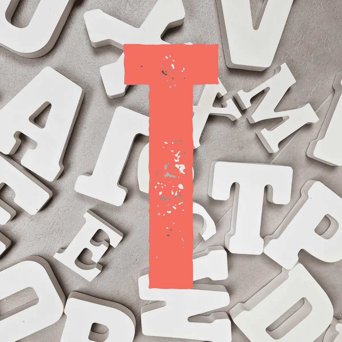 letter T keramisch gips