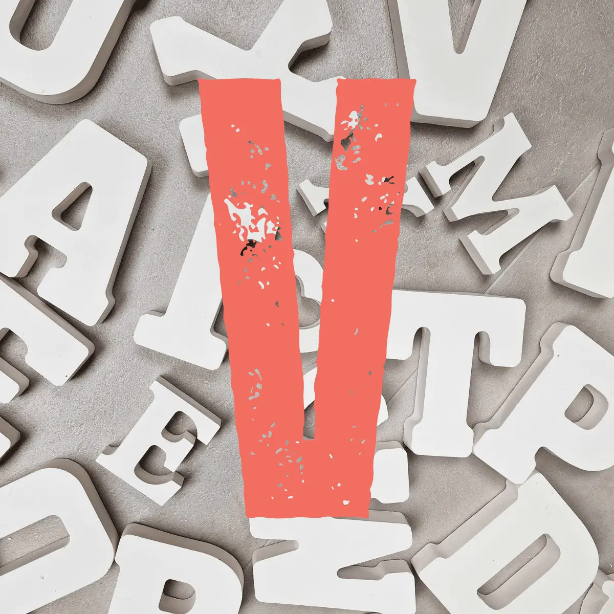 letter V keramisch gips