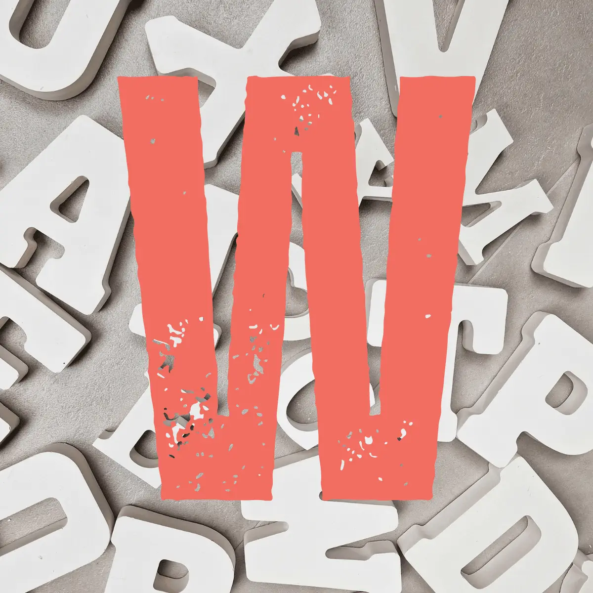 letter W keramisch gips