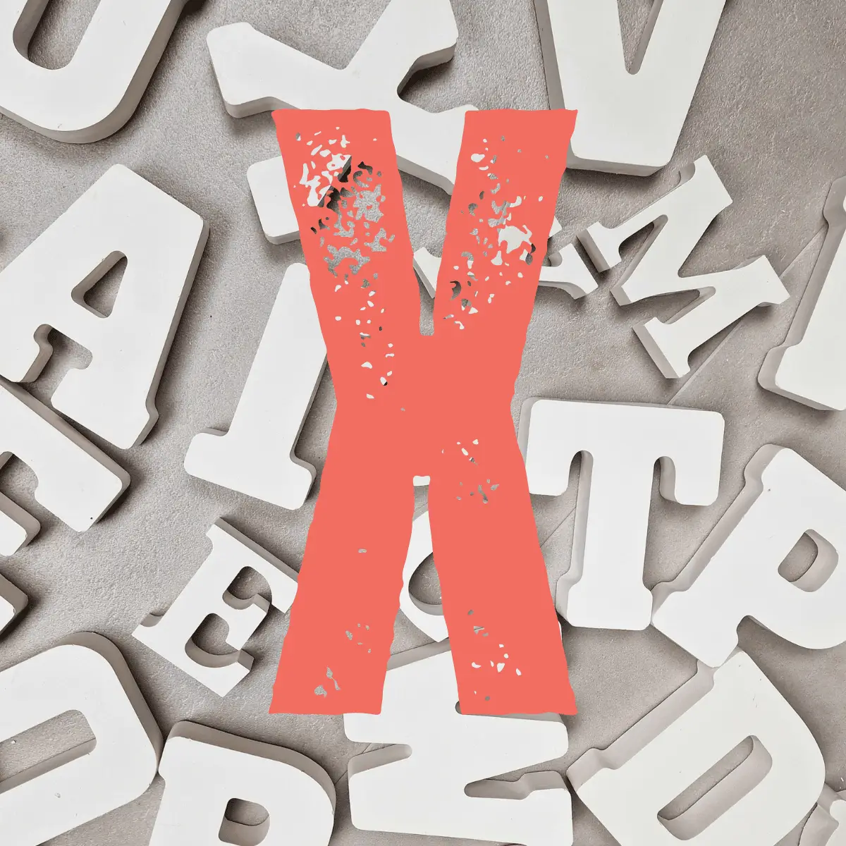 letter X keramisch gips