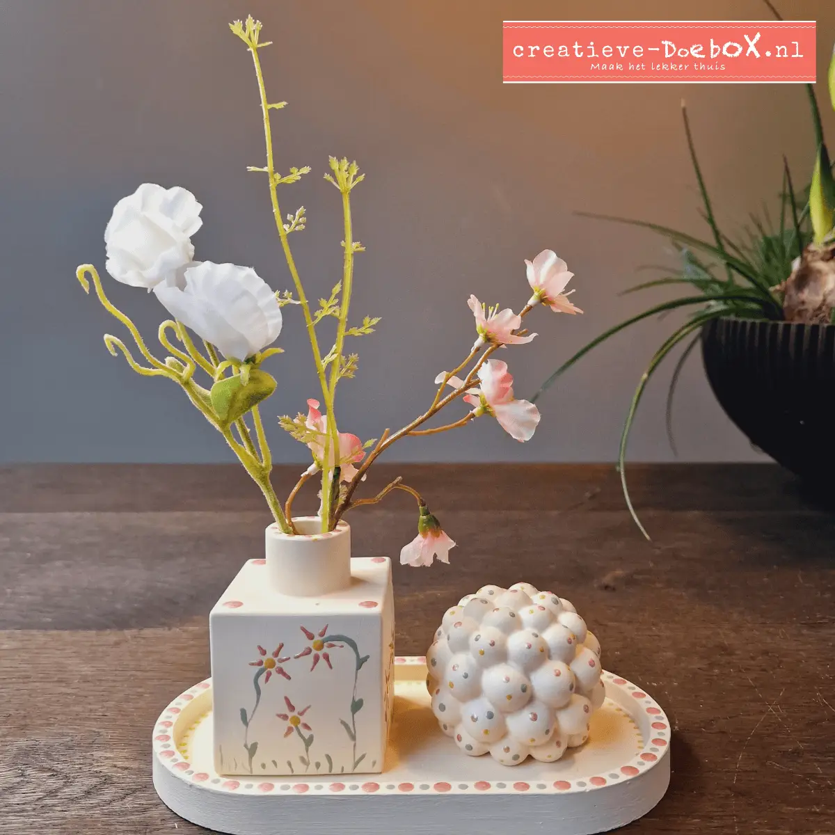 keramisch gips sfeervol setje voor droogbloemen