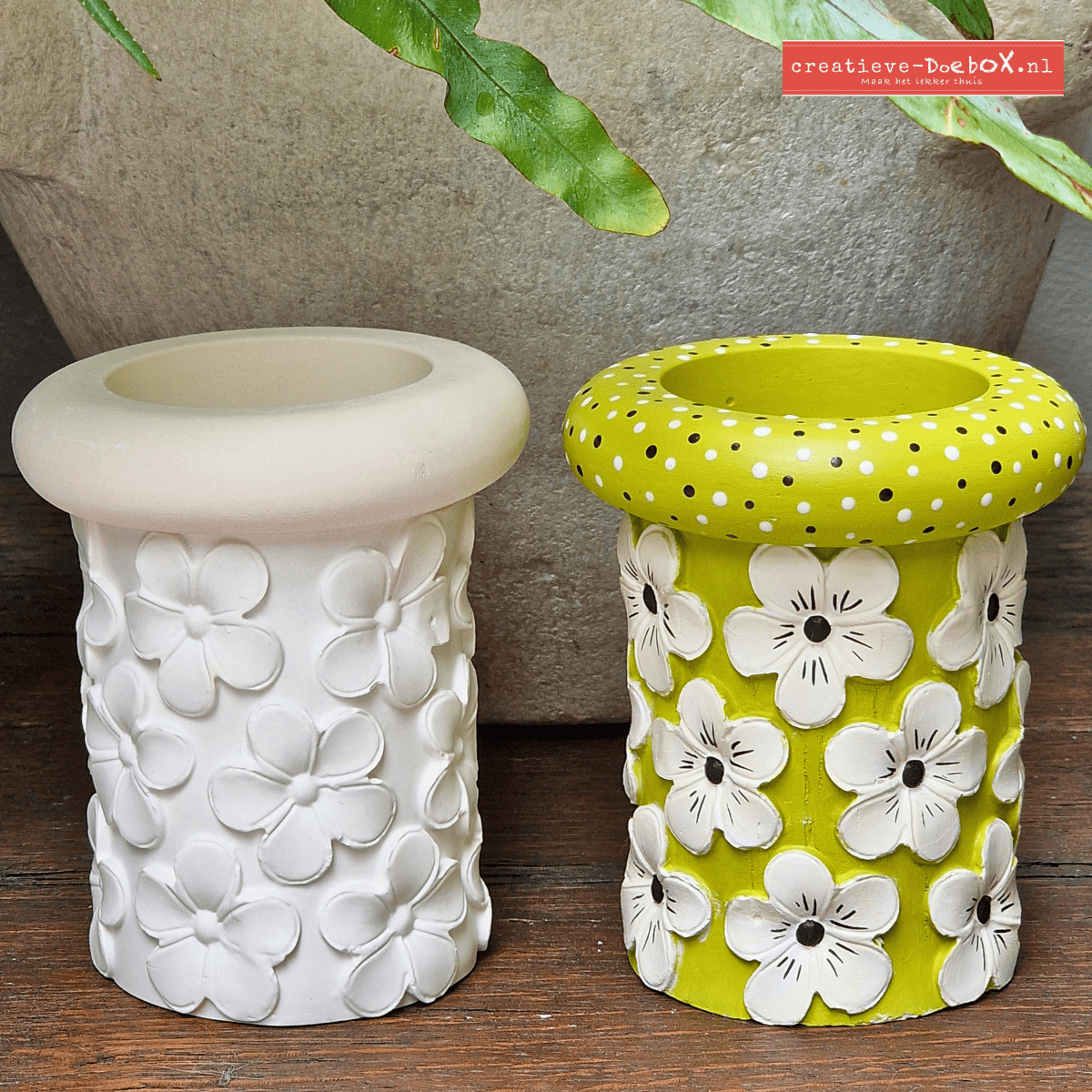 kandelaar met margrietjes diy pakket