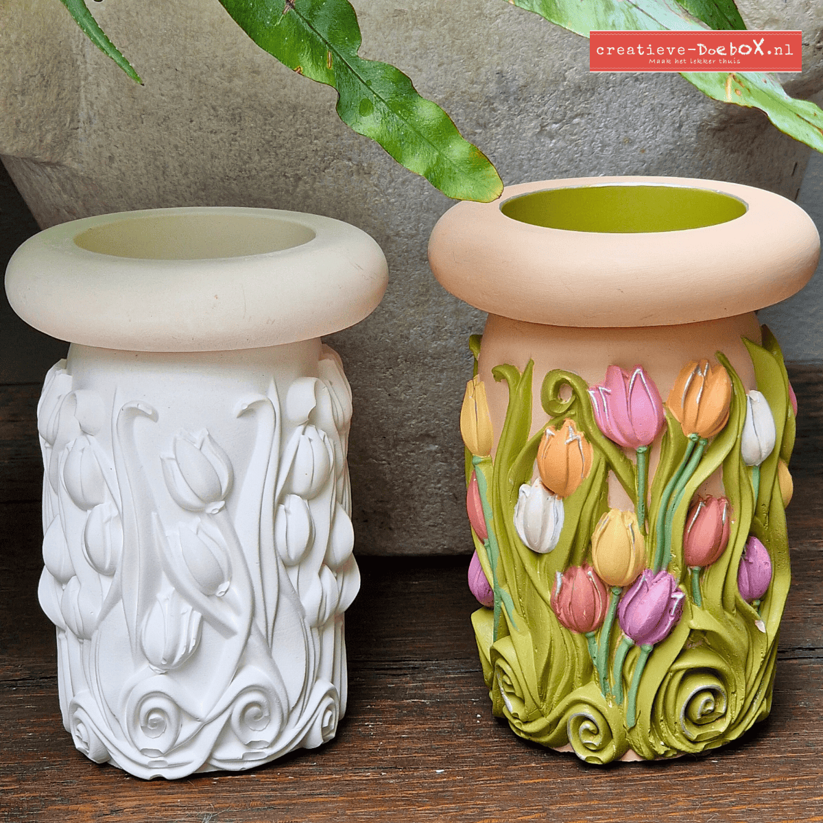 kandelaar met tulpjes om te beschilderen